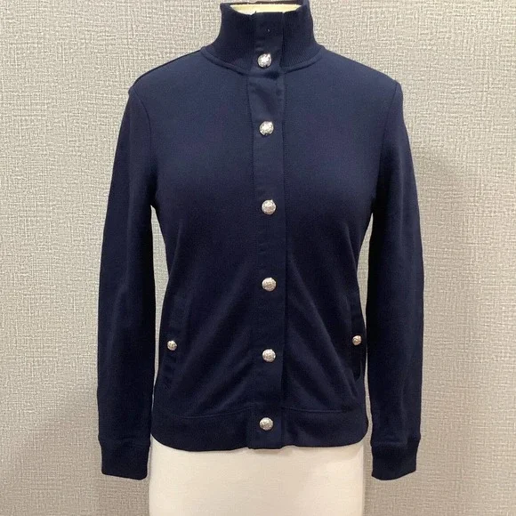 Ralph Lauren Womens Petite Casual Jacket Snap Up Navy Blue sz PS - Picture 4 of 9